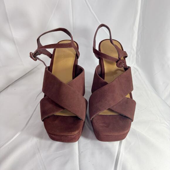 Splendid “Pandora” Strappy Wedge Sandal Raisin Suede Size 7.5 - Picture 2 of 6